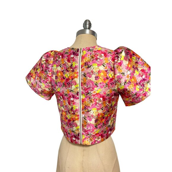 NEUBYRNE Pink Floral Print crop Top Size Small - Picture 4 of 6